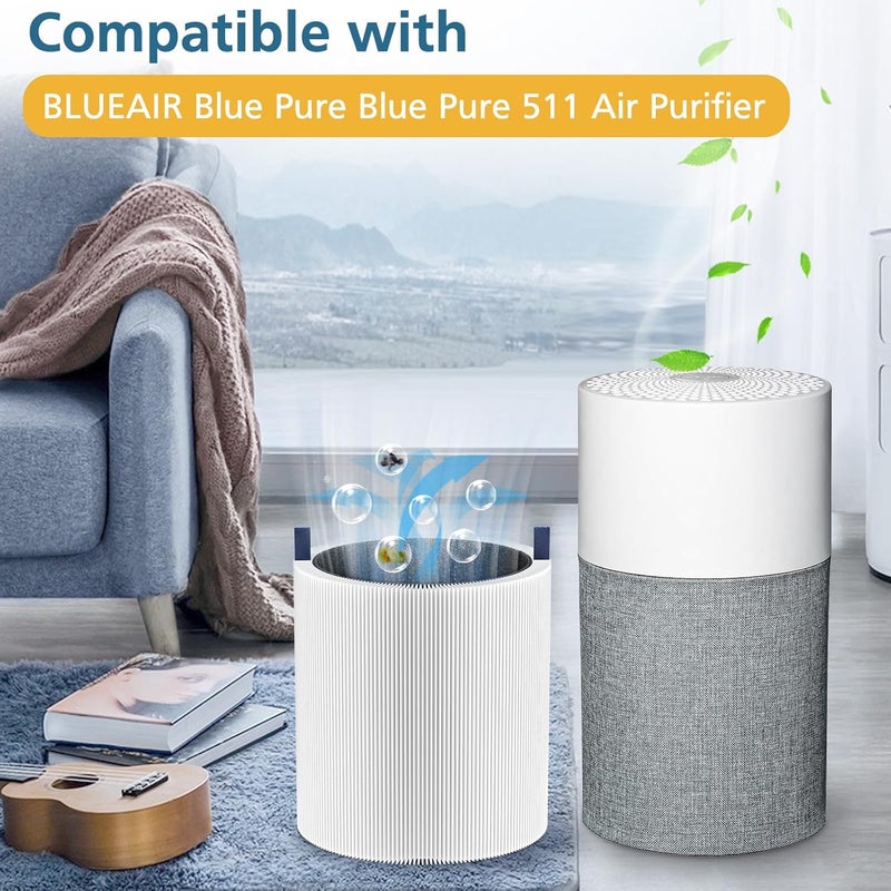 WILERDA 2 Pack 511 Replacement Filter, Compatible with Blue Air Blue Pure 511 Air Purifier, True H13 HEPA Filters, and Activated Carbon Filter - Image 3